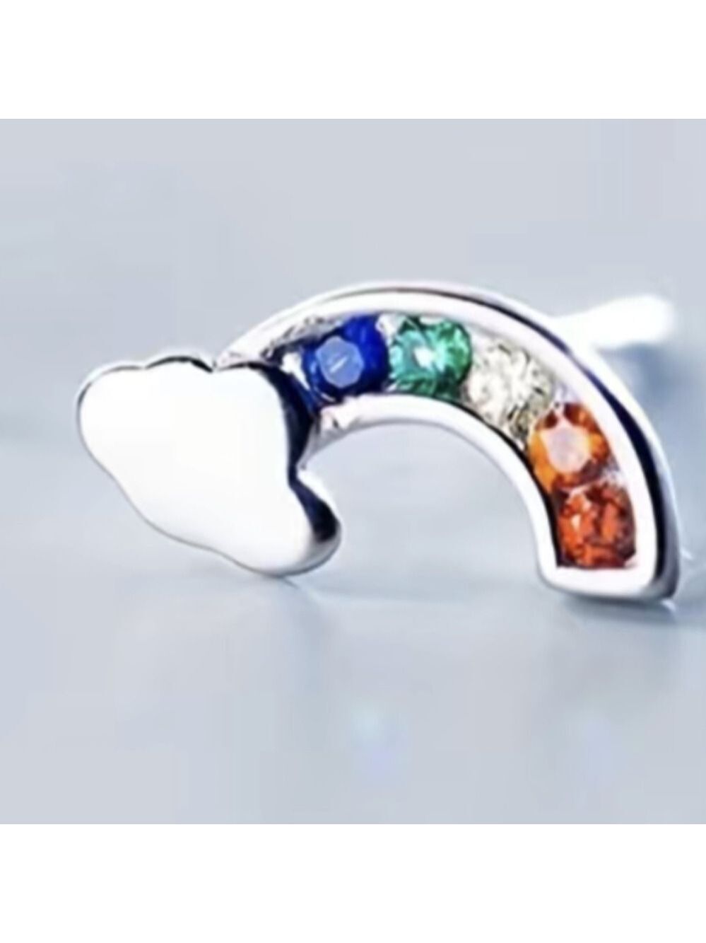 🌈Earrings--Tiny Rainbow & Cloud Design + Colorful Zircon gems